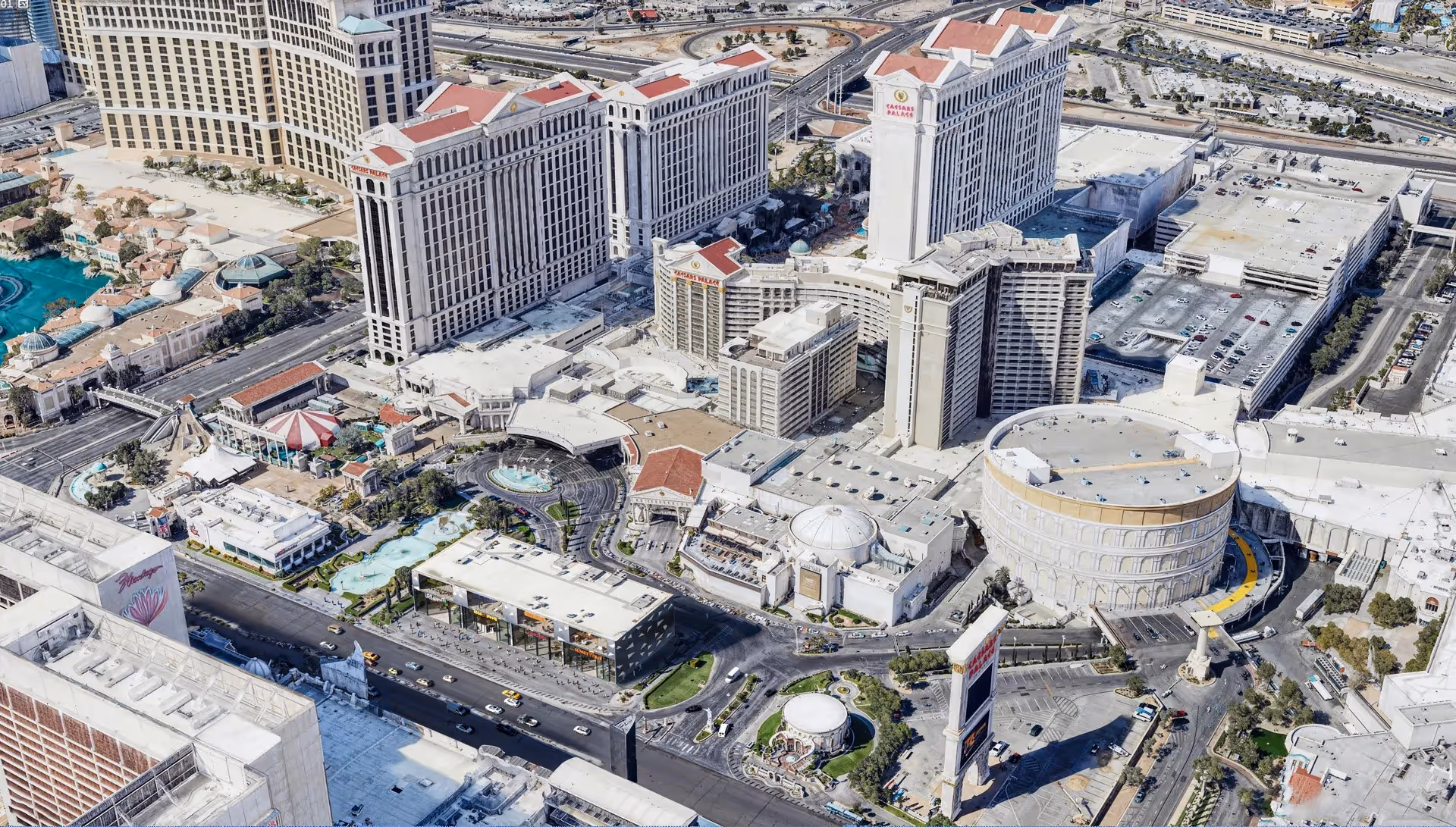 Vista aérea de Caesars Palace